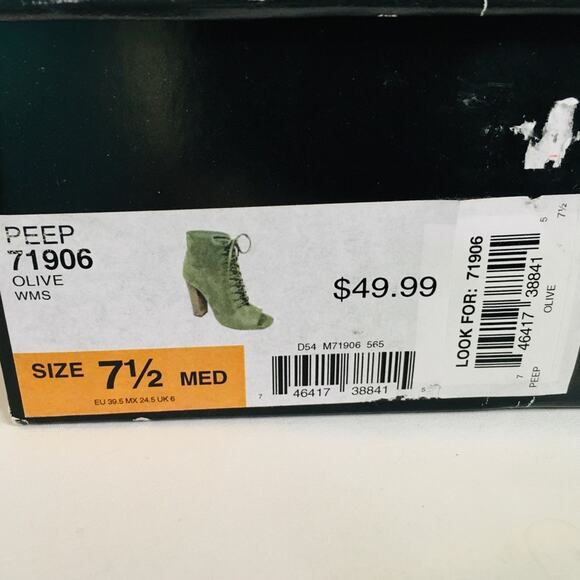 Suede Peep Toe Lace Up Booties - Picture 8 of 8